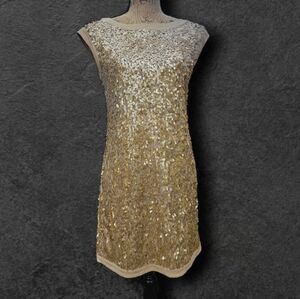 Laundry by Shelli Segal L.A Gold  All Sequin Shift Dress, Size 2